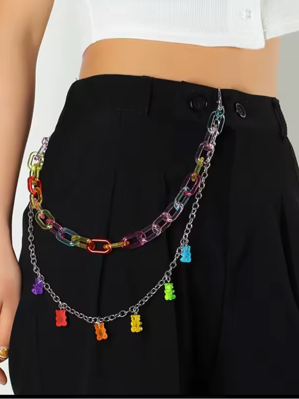 Multicolor Gummy Charm Chain Belt Necklace - Women Jewelry